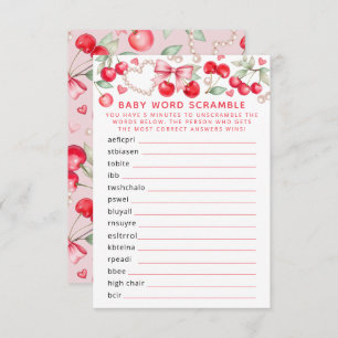 Cherry Baby Shower Word Scramble Game Enclosure Card