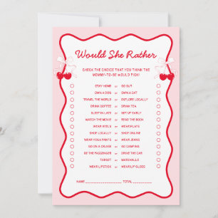 Cherry Baby Shower Would She Rather Game Card