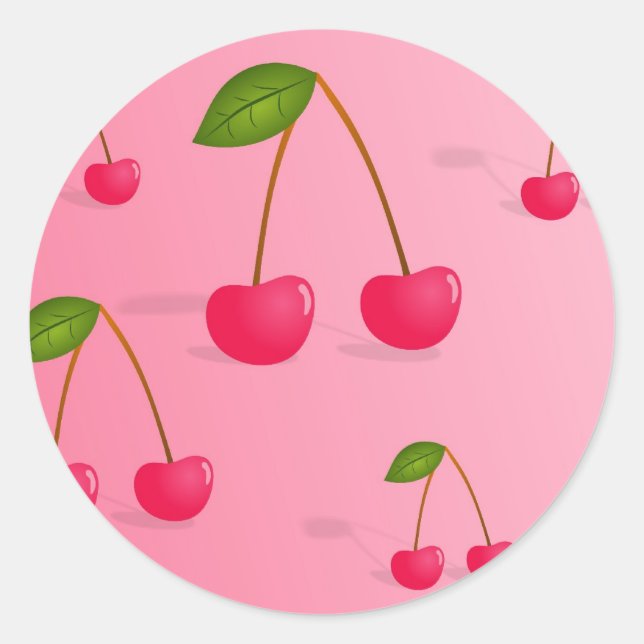 Cherry Background Classic Round Sticker (Front)