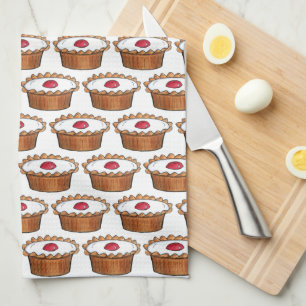 Cherry Bakewell Tart British Food UK Pastry Baking Kitchen Towel