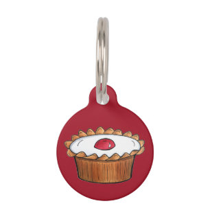Cherry Bakewell Tart British Food UK Pastry Baking Pet ID Tag