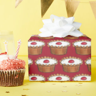 Cherry Bakewell Tart British Food UK Pastry Baking Wrapping Paper