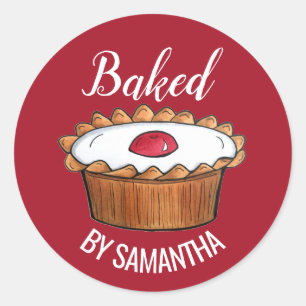 Cherry Bakewell Tart England British Food Sweet Classic Round Sticker