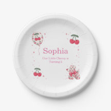 Cherry Balloon Dog Birthday Party Paper Plate
