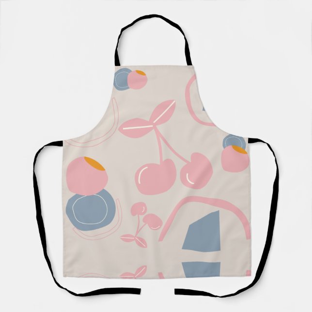 cherry beige background apron (Front)