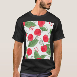 Cherry Berries Vintage, Watercolor Seamless. T-Shirt
