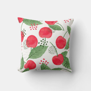 Cherry Berries Vintage, Watercolor Seamless. Throw Pillow