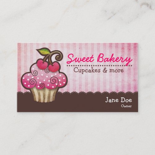 Cherry Berry Cupcake Business Cards