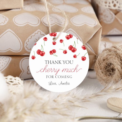 Cherry Birthday party Thank You guest Favor Classic Round Sticker