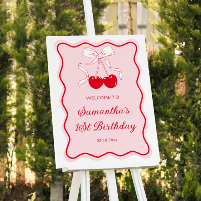 Cherry Birthday Party Welcome  Foam Board (Creator Uploaded)