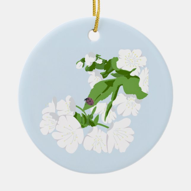 Cherry bkossom  ceramic ornament (Front)