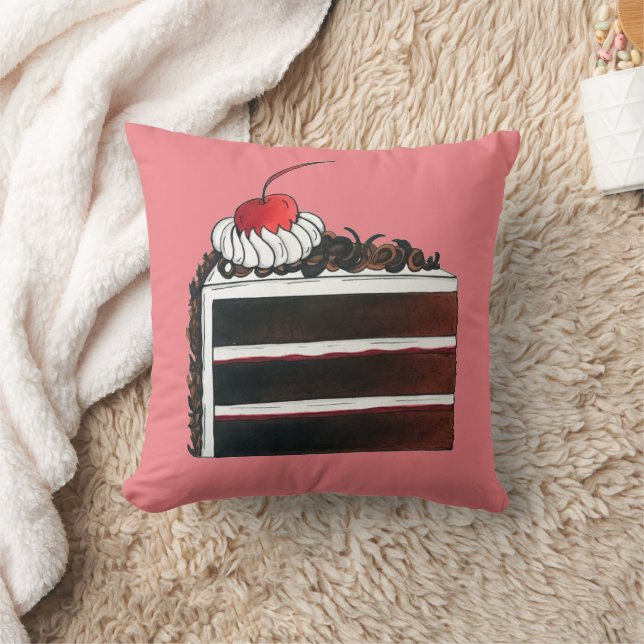 Cherry Black Forest Cake Shop Slice Bakery Baker Throw Pillow (Blanket)