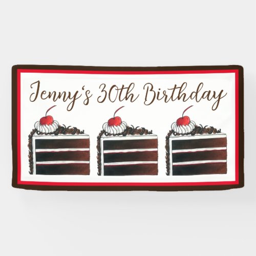Cherry Black Forest Cake Slice Birthday Party Food Banner