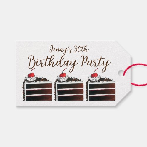 Cherry Black Forest Cake Slice Birthday Party Food Gift Tags