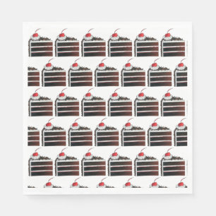Cherry Black Forest Cake Slice Birthday Party Food Napkins