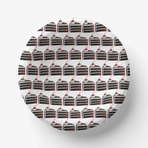 Cherry Black Forest Cake Slice Birthday Party Food Paper Bowls