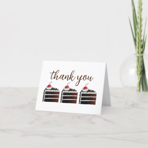 Cherry Black Forest Cake Slice Birthday Party Food Thank You Card