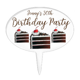 Cherry Black Forest Cake Slice Birthday Party Food Topper