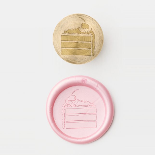 Cherry Black Forest Cake Slice Birthday Party Food Wax Seal Stamp (Stamped)