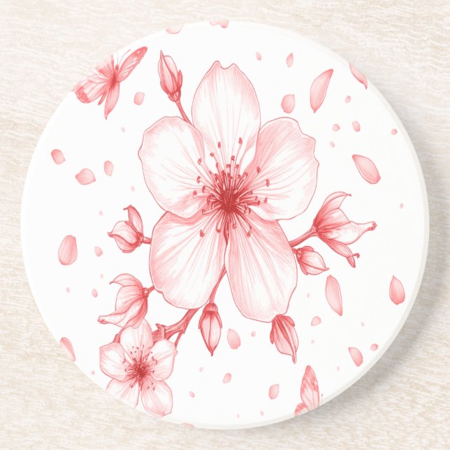 Cherry Bloom Elegance Coaster (Front)
