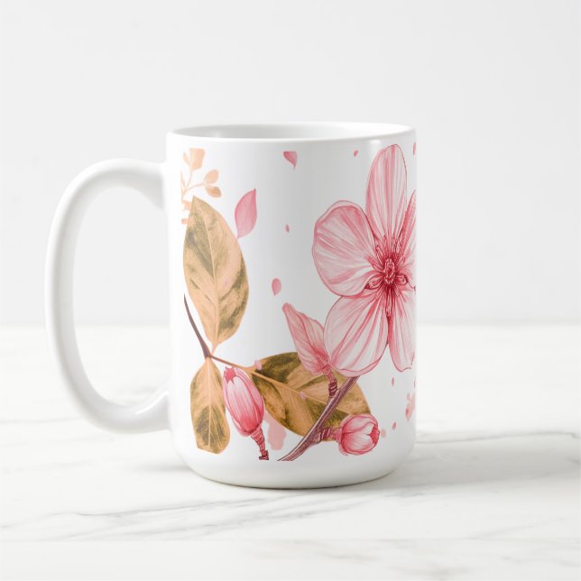 Cherry Bloom Elegance Coffee Mug (Left)