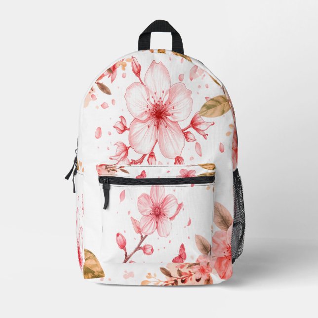 Cherry Bloom Elegance Printed Backpack (Front)