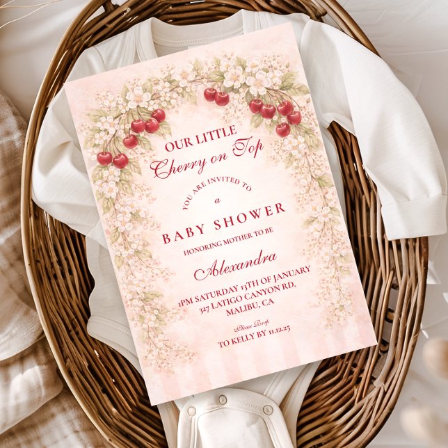 Cherry Bloom Floral Baby Shower  Invitation (Creator Uploaded)