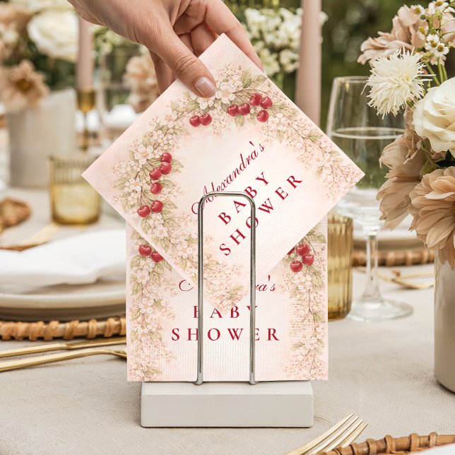 Cherry Bloom Floral Baby Shower Napkins (Creator Uploaded)