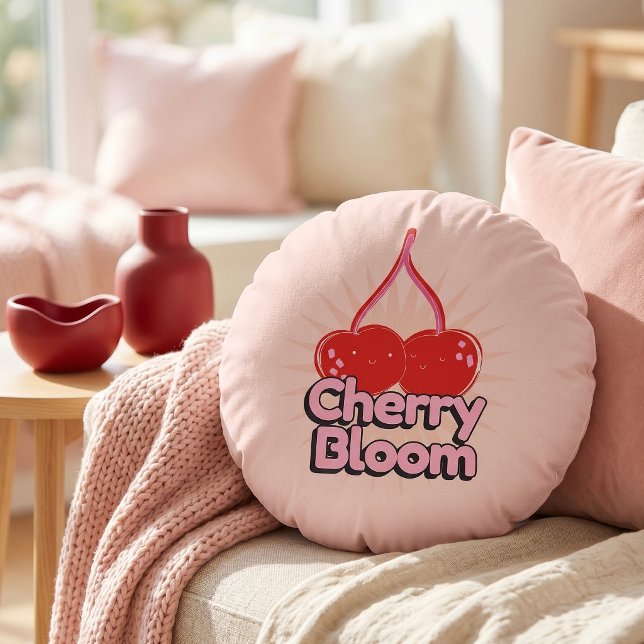 Cherry Bloom Round Pillow (Creator Uploaded)