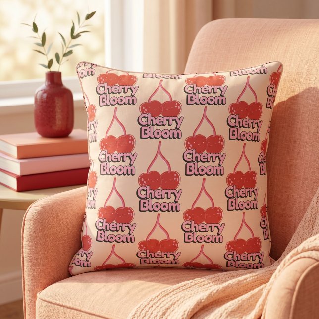 Cherry Bloom Throw Pillow (Creator Uploaded)
