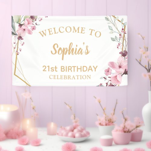 Cherry Blossom 21st Birthday Large Welcome Banner