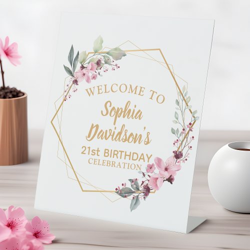 Cherry Blossom 21st Birthday Small Welcome Sign