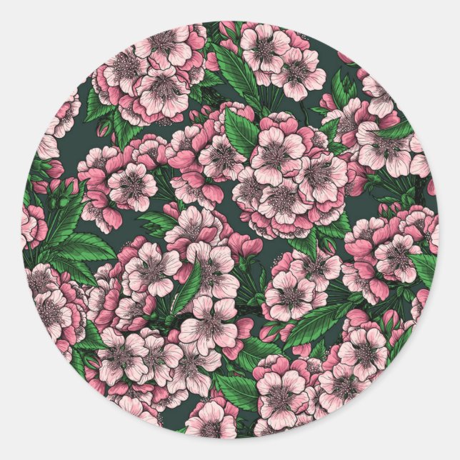 Cherry blossom 2 classic round sticker (Front)