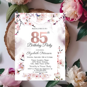 Cherry Blossom 85th Birthday Invitation