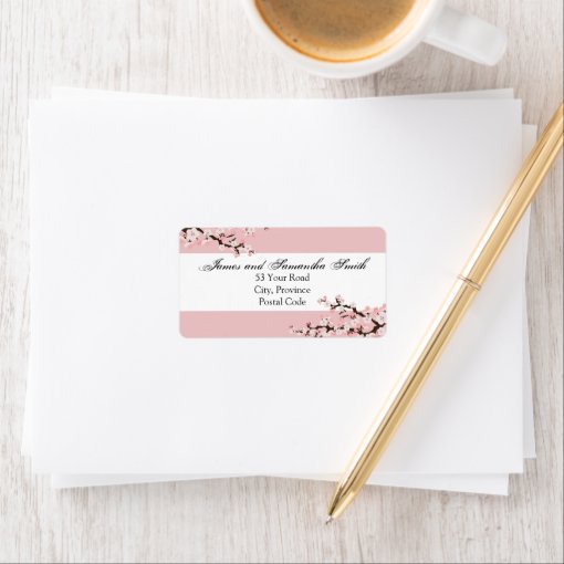 Cherry Blossom Address Label Pink White Wedding Zazzle