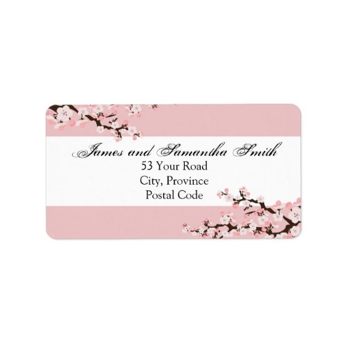 Cherry Blossom Address Label _ Pink White Wedding