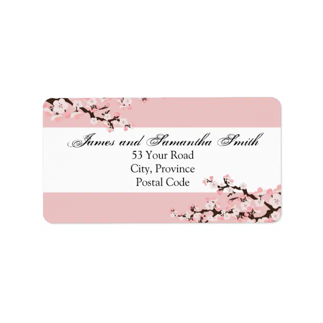 Cherry Blossom Address Label Pink White Wedding Zazzle