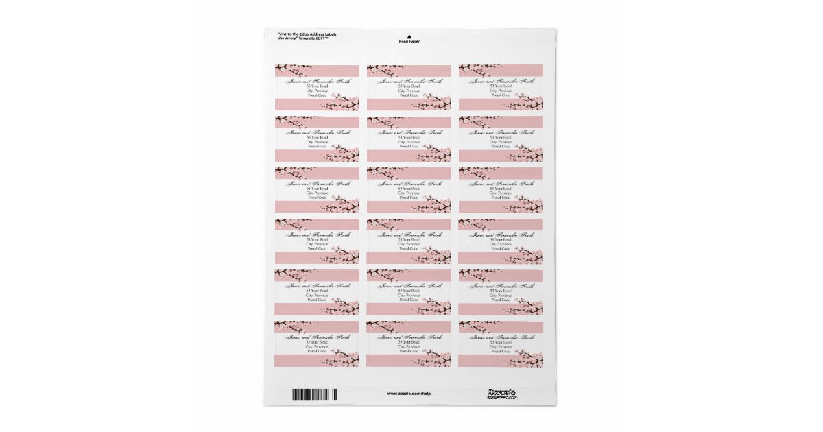 Cherry Blossom Address Label - Pink White Wedding | Zazzle