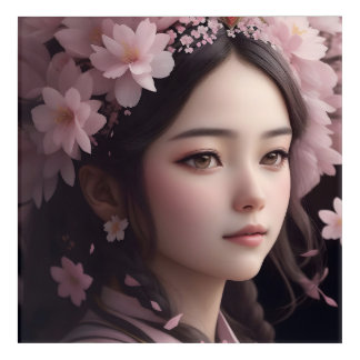 Cherry Blossom Adorned Girl Acrylic Print
