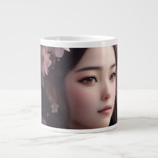 Cherry Blossom Adorned Girl Giant Coffee Mug