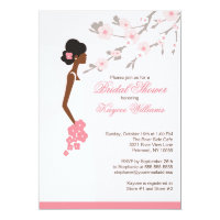 Cherry Blossom African American Bridal Shower Invitation