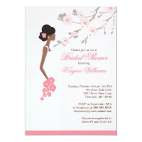 Cherry Blossom African American Bridal Shower Invitation