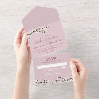 Cherry Blossom All-in-One Pink Event Invitation
