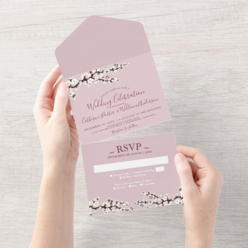 Cherry Blossom All_in_One Pink Event Invitation