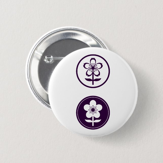 cherry blossom and apple blossom button (Front & Back)