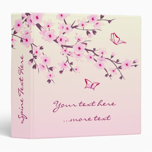 Cherry Blossom and Butterflies Pink Custom Binder