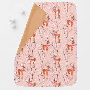 Cherry blossom and fawns /2 stroller blanket