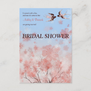 Cherry Blossom and Floral Swallows Bridal Shower Invitation