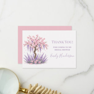Cherry Blossom and Lavender Tree Bridal Shower Thank You Card