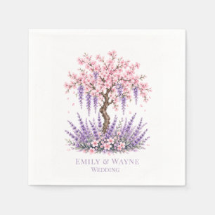 Cherry Blossom and Lavender Tree Wedding Napkins